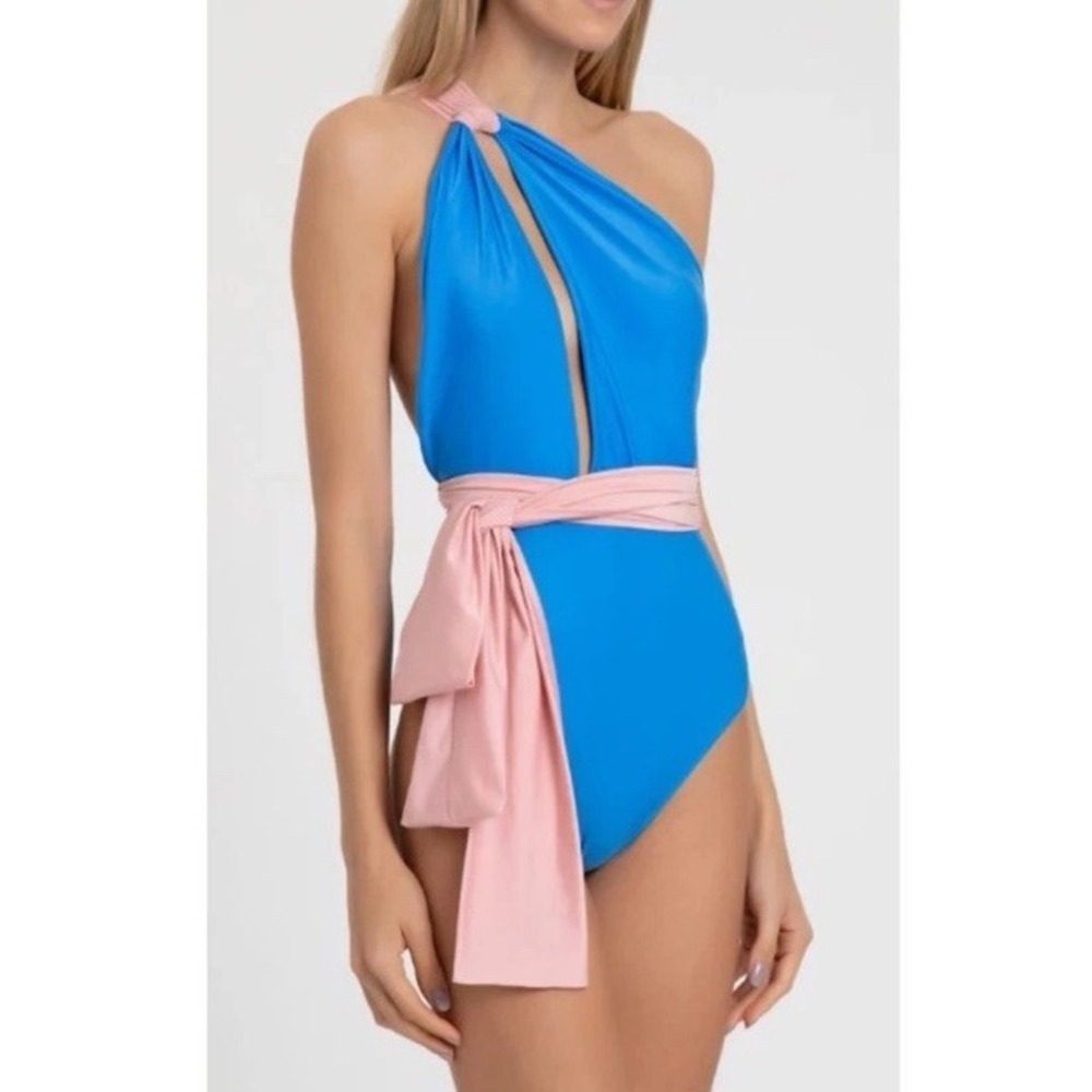 NEW Sinesia Karol Myra Cut-Out One-Piece Swimsuit Enseada/Romance One Shoulder